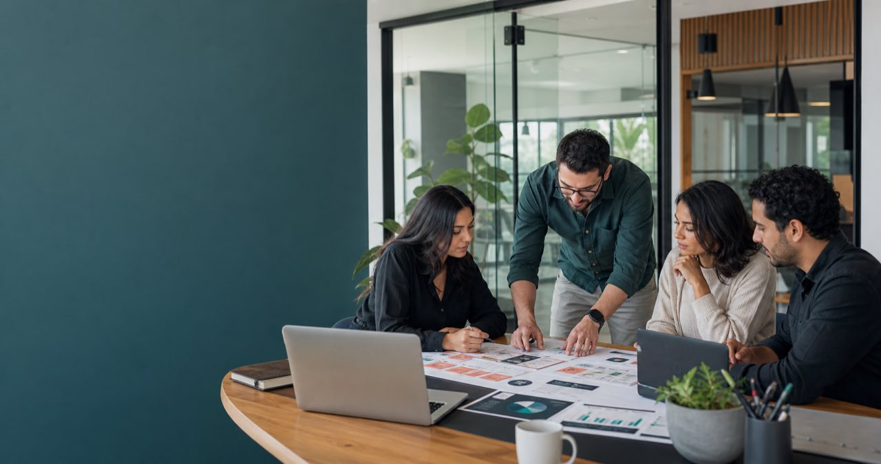 Equipo de Recursos Humanos y Marketing trabajando en una estrategia de talento
